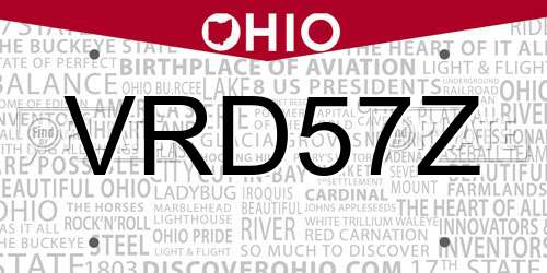 VRD57Z Ohio License Plate