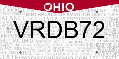 VRDB72 Ohio License Plate