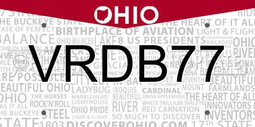 VRDB77 Ohio License Plate
