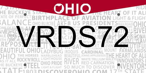 VRDS72 Ohio License Plate