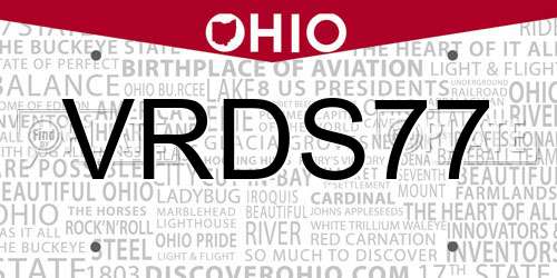 VRDS77 Ohio License Plate