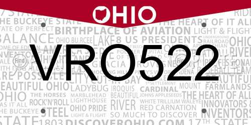 VRO522 Ohio License Plate