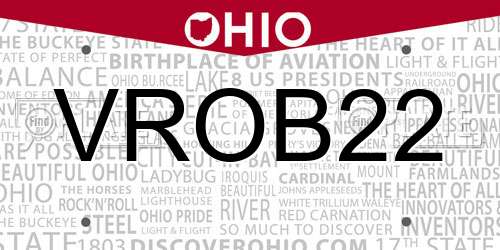 VROB22 Ohio License Plate