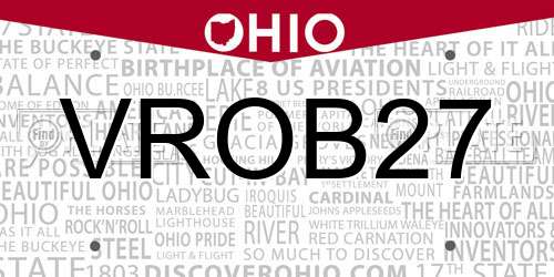 VROB27 Ohio License Plate