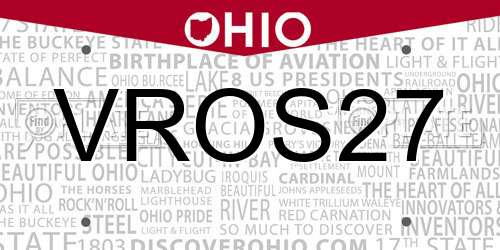 VROS27 Ohio License Plate