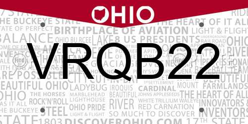 VRQB22 Ohio License Plate