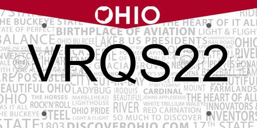 VRQS22 Ohio License Plate