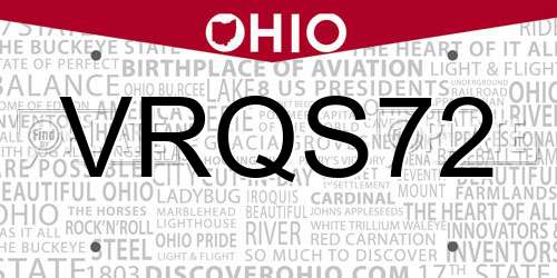VRQS72 Ohio License Plate