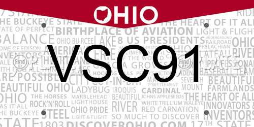 VSC91 Ohio License Plate