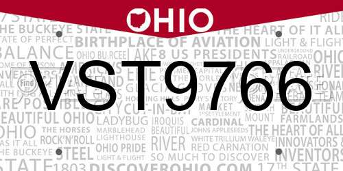 VST9766 Ohio License Plate