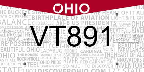 VT891 Ohio License Plate