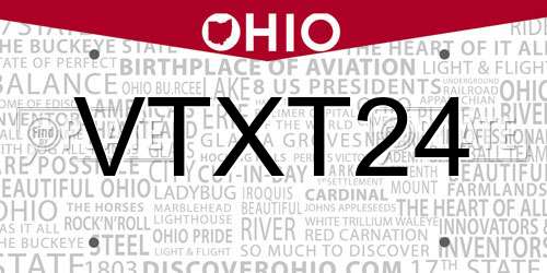 VTXT24 Ohio License Plate