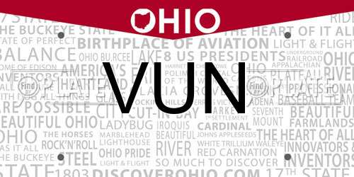 VUN Ohio License Plate