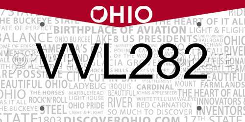 VVL282 Ohio License Plate