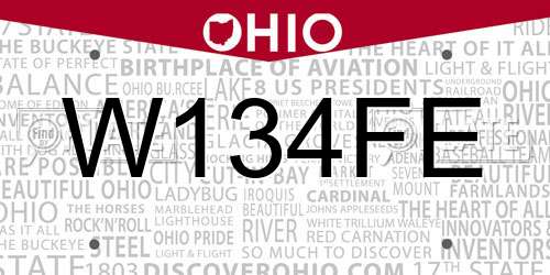 W134FE Ohio License Plate