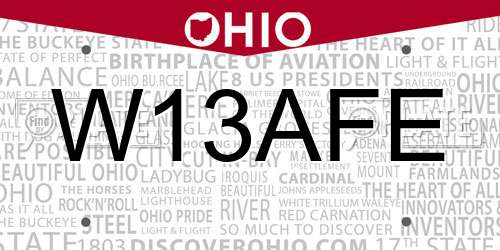 W13AFE Ohio License Plate