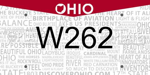 W262 Ohio License Plate