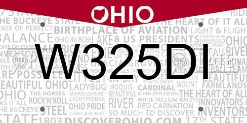 W325DI Ohio License Plate