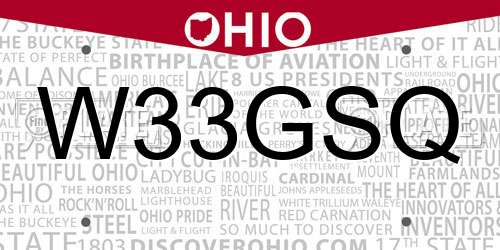 W33GSQ Ohio License Plate