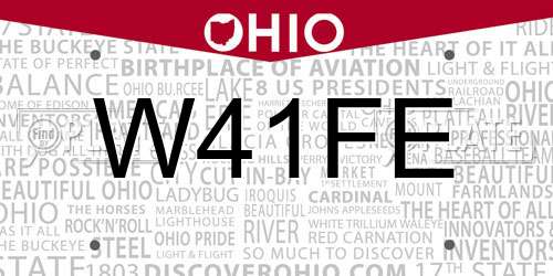 W41FE Ohio License Plate