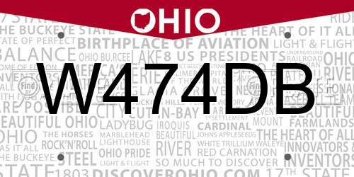 W474DB Ohio License Plate
