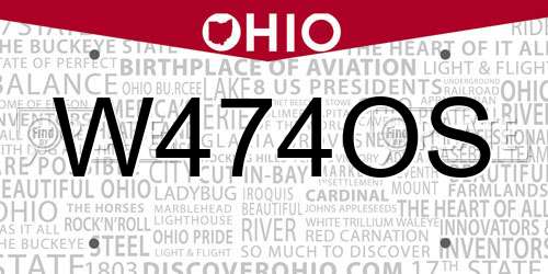 W474OS Ohio License Plate