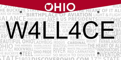 W4LL4CE Ohio License Plate