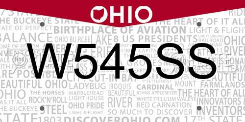 W545SS Ohio License Plate