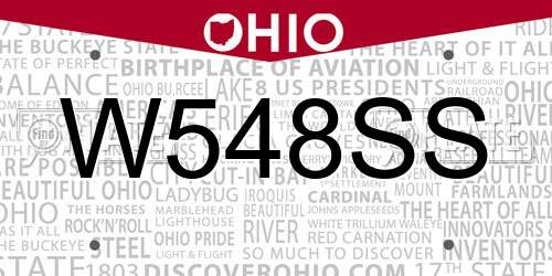 W548SS Ohio License Plate
