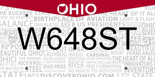 W648ST Ohio License Plate