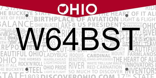 W64BST Ohio License Plate