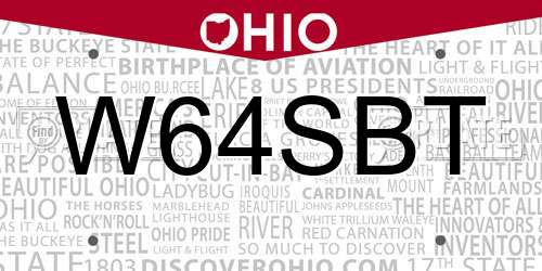 W64SBT Ohio License Plate