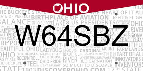 W64SBZ Ohio License Plate
