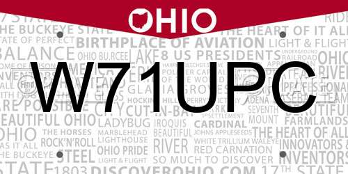 W71UPC Ohio License Plate