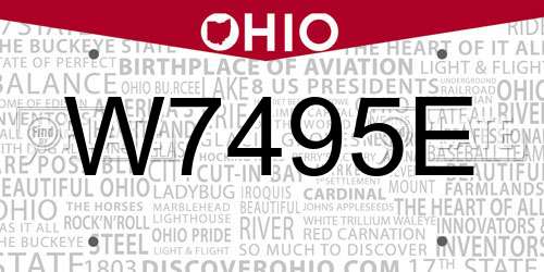 W7495E Ohio License Plate