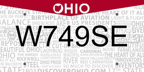 W749SE Ohio License Plate