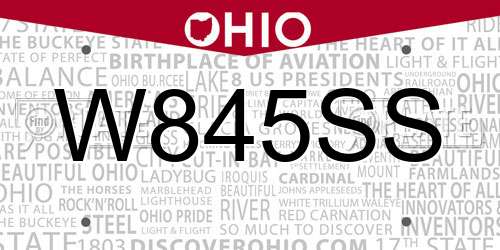 W845SS Ohio License Plate