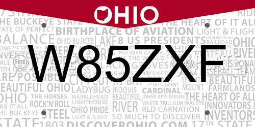 W85ZXF Ohio License Plate