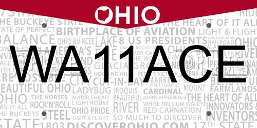 WA11ACE Ohio License Plate