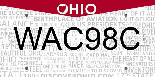 WAC98C Ohio License Plate