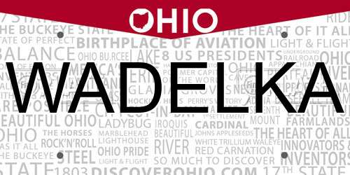 WADELKA Ohio License Plate