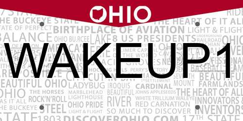 WAKEUP1 Ohio License Plate