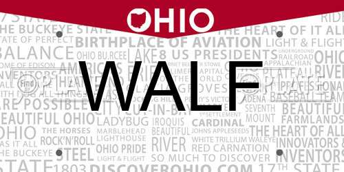 WALF Ohio License Plate