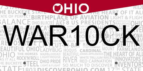 WAR10CK Ohio License Plate