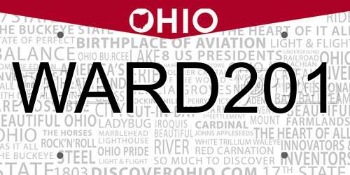WARD201 Ohio License Plate