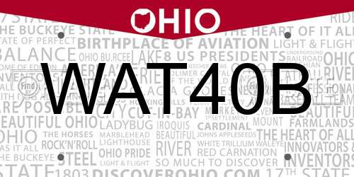 WAT40B Ohio License Plate