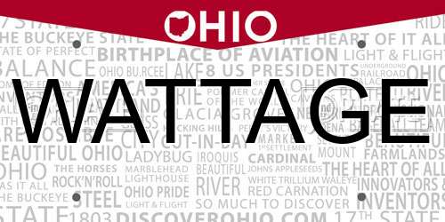 WATTAGE Ohio License Plate