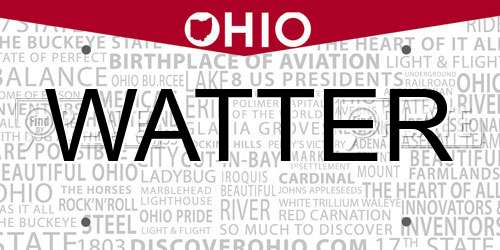 WATTER Ohio License Plate