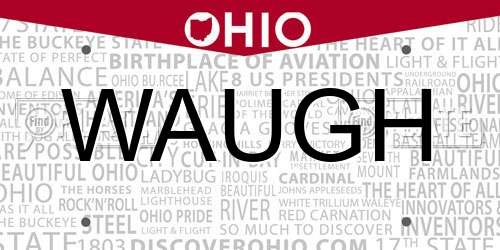 WAUGH Ohio License Plate