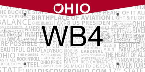 WB4 Ohio License Plate